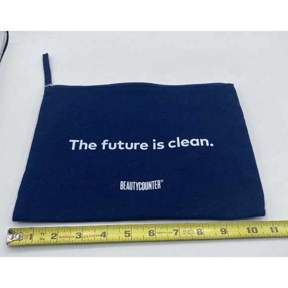 BEAUTYCOUNTER Canvas Bag Blue Zippered Makeup Cosmetic Clean Beauty Vacation - Picture 8 of 10